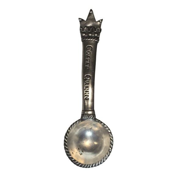 The Unbranded Brand Other - VINTAGE Coffee Queen Scoop Crown Handle Star Bowl Silverplate Metal Collector